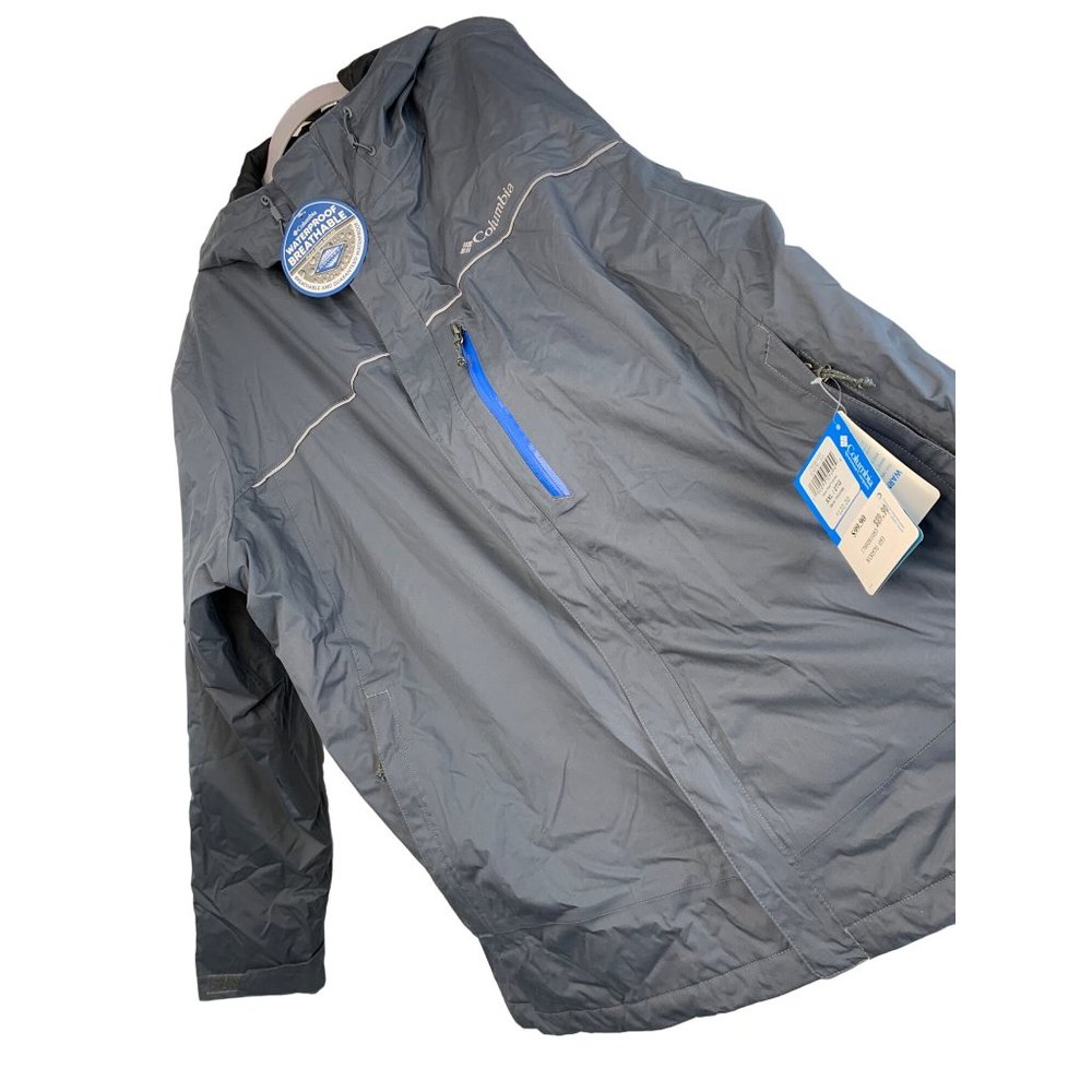 Mens 2XL Columbia Omni-Tech Jacket Full Zip with zip pockets Insulated Grey 6819